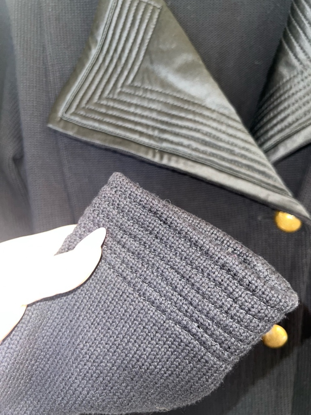 Lauren Ralph Lauren Black Military Knit Jacket Gold Crest Buttons Small - Picture 12 of 15